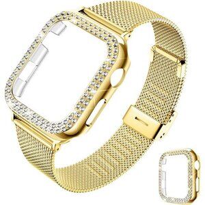 Compatible Bling Apple Watch Band for Women with Bumper,Glitter Case Cover Girls